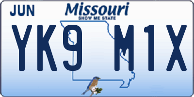 MO license plate YK9M1X