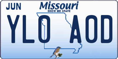 MO license plate YL0A0D