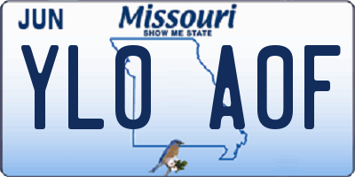 MO license plate YL0A0F