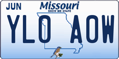 MO license plate YL0A0W