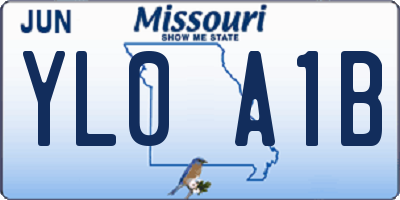 MO license plate YL0A1B
