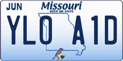MO license plate YL0A1D