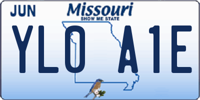 MO license plate YL0A1E