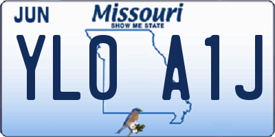 MO license plate YL0A1J