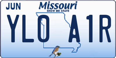 MO license plate YL0A1R