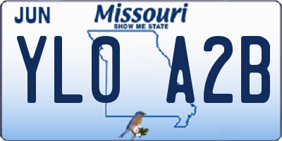 MO license plate YL0A2B