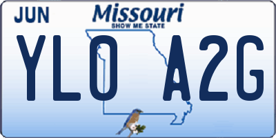 MO license plate YL0A2G