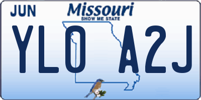 MO license plate YL0A2J