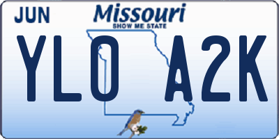 MO license plate YL0A2K