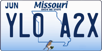 MO license plate YL0A2X