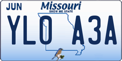 MO license plate YL0A3A