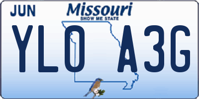 MO license plate YL0A3G