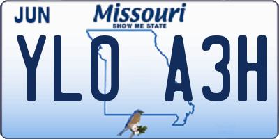 MO license plate YL0A3H
