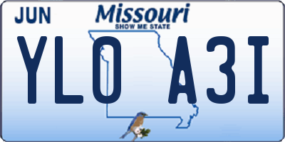 MO license plate YL0A3I