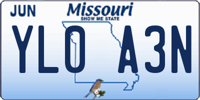 MO license plate YL0A3N