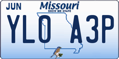 MO license plate YL0A3P