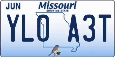 MO license plate YL0A3T