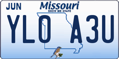 MO license plate YL0A3U