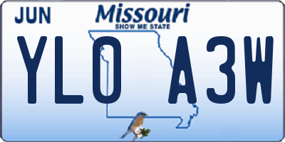 MO license plate YL0A3W