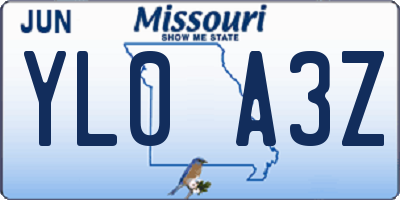 MO license plate YL0A3Z