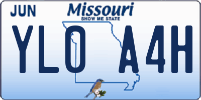 MO license plate YL0A4H