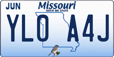 MO license plate YL0A4J