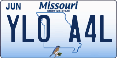 MO license plate YL0A4L