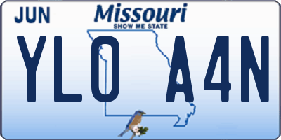MO license plate YL0A4N