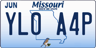 MO license plate YL0A4P