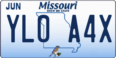 MO license plate YL0A4X