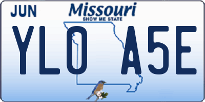 MO license plate YL0A5E