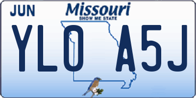 MO license plate YL0A5J