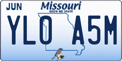 MO license plate YL0A5M