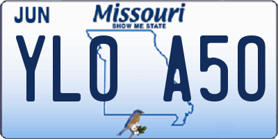 MO license plate YL0A5O
