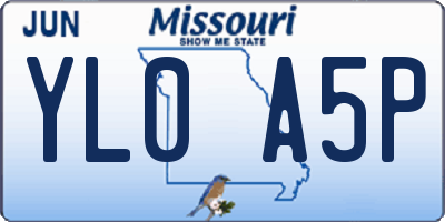 MO license plate YL0A5P
