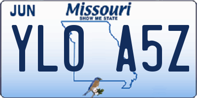 MO license plate YL0A5Z