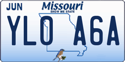MO license plate YL0A6A