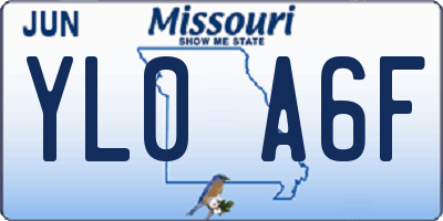 MO license plate YL0A6F