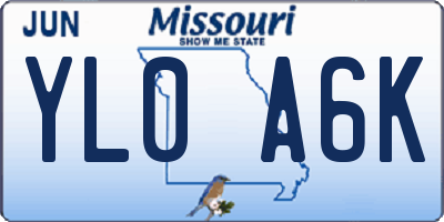 MO license plate YL0A6K