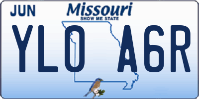 MO license plate YL0A6R