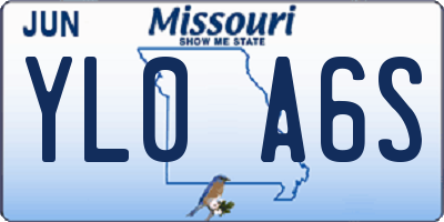 MO license plate YL0A6S