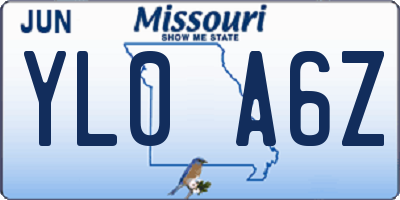 MO license plate YL0A6Z