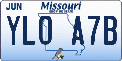 MO license plate YL0A7B