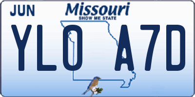 MO license plate YL0A7D