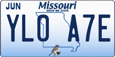 MO license plate YL0A7E