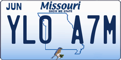 MO license plate YL0A7M