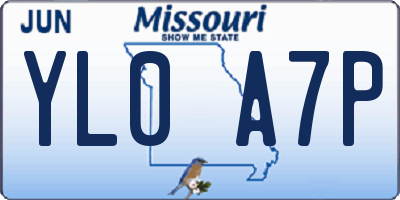 MO license plate YL0A7P