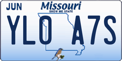 MO license plate YL0A7S