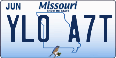 MO license plate YL0A7T