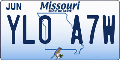 MO license plate YL0A7W